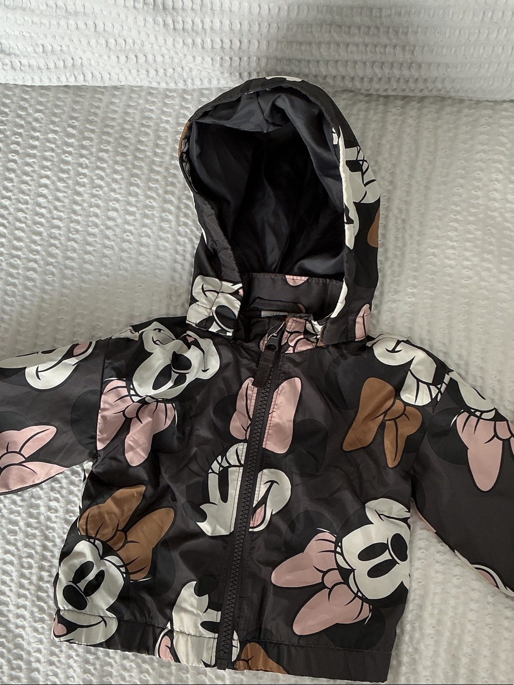 H&M Toddler Hooded Windbreaker - Black with Pink & Brown Accents